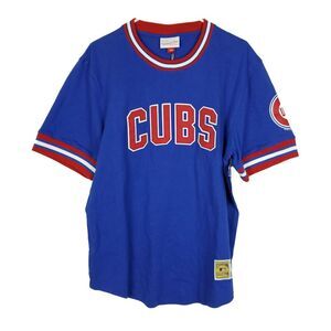 Chicago Cubs Mitchell & Ness‎ MLB S Small Shirt Blue Red White Stripe Ribbed NWT